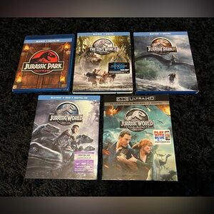 5 Jurassic Park/Jurassic World Blu Ray Movies